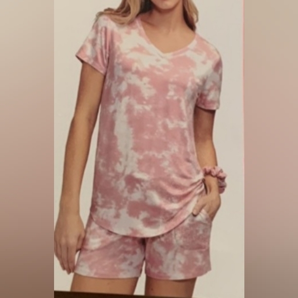 WILDFOX 2pc PJ set pink & white tiedye; large - Picture 4 of 4